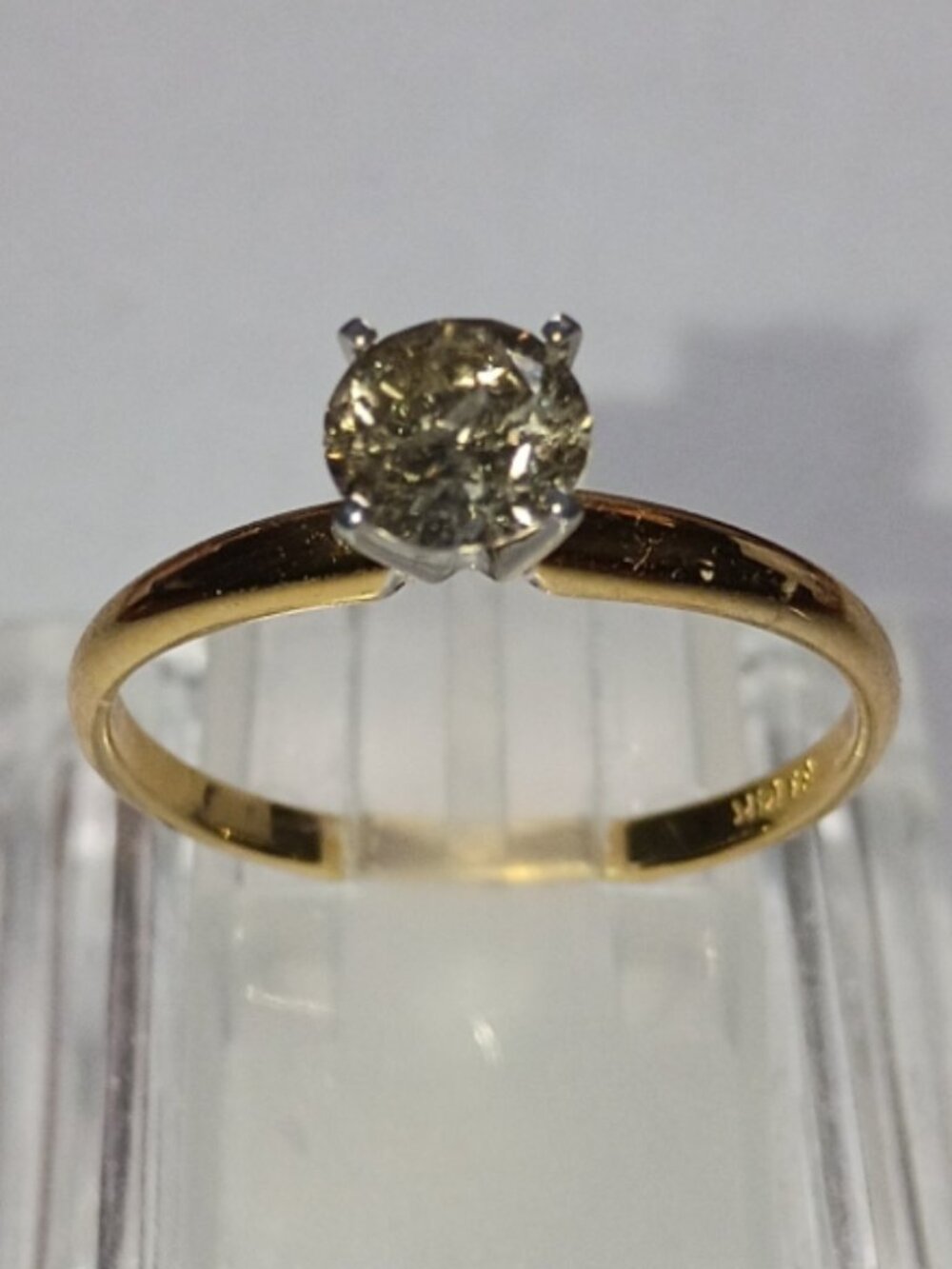 14Kt Two-Tone Gold 0.90-Carat Solitaire Champagne Diamond Ring
